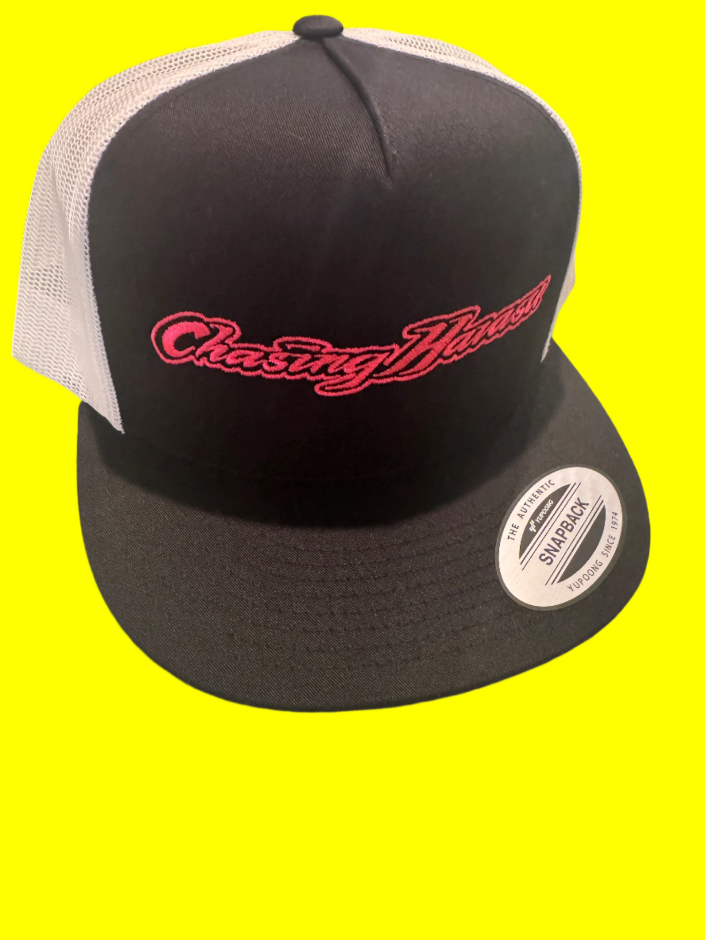 2# NEW!! Snapback/Flat Bill Hat - B&W with Hot Pink