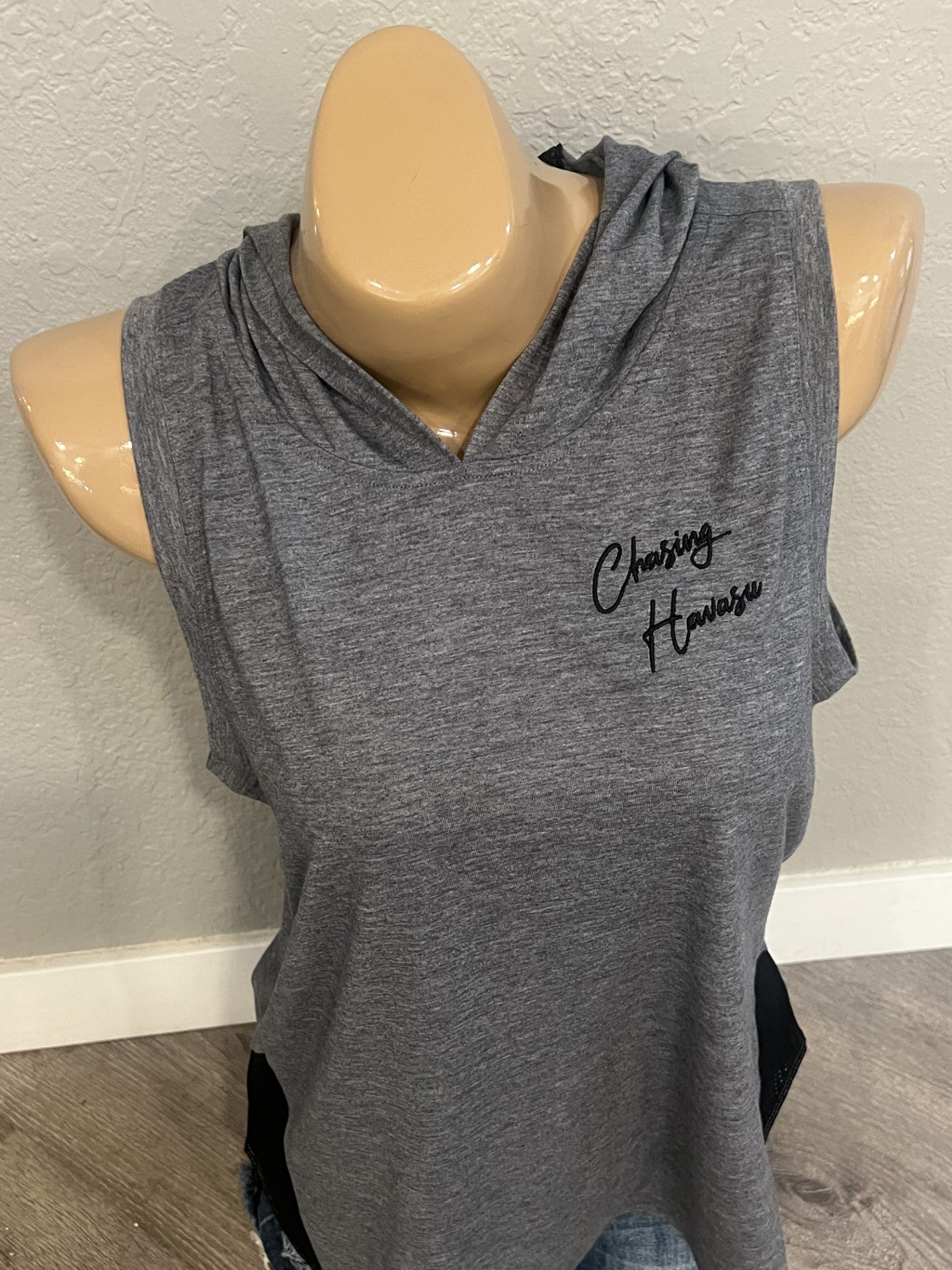 2 New Ladies Sleeveless Hoodie - Grey & Black