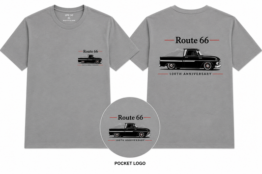 #1 GREY 100TH - ROUTE 66 T SHIRT