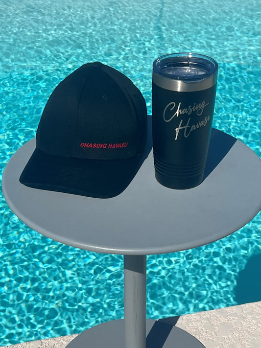 Travel Tumbler 20oz - Black with Silver Lettering