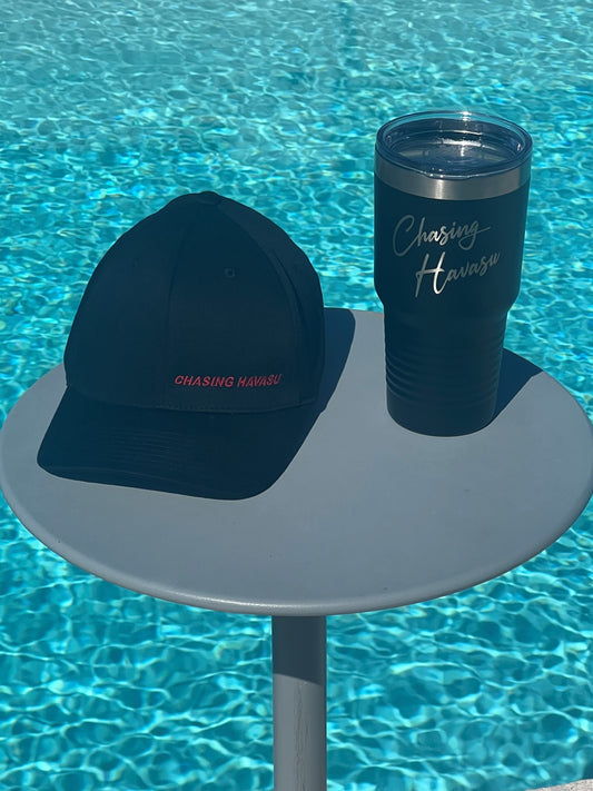 Travel Tumbler 30oz - Black with Silver Lettering