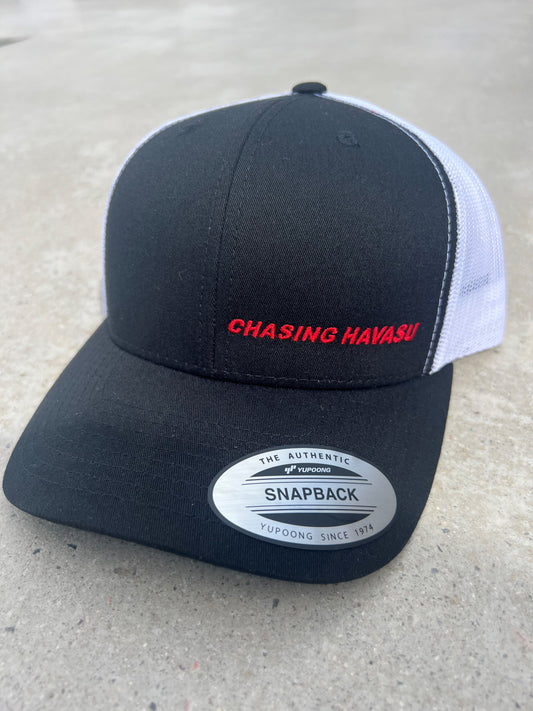 3# HAT Snapback/Trucker - Black & White / Red Lettering