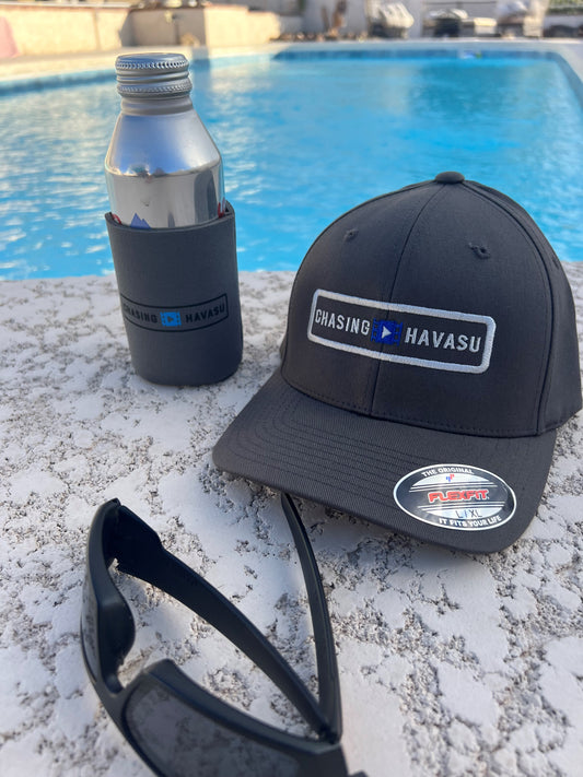 4 Flex Fit Hat Charcoal w/ Silver Border